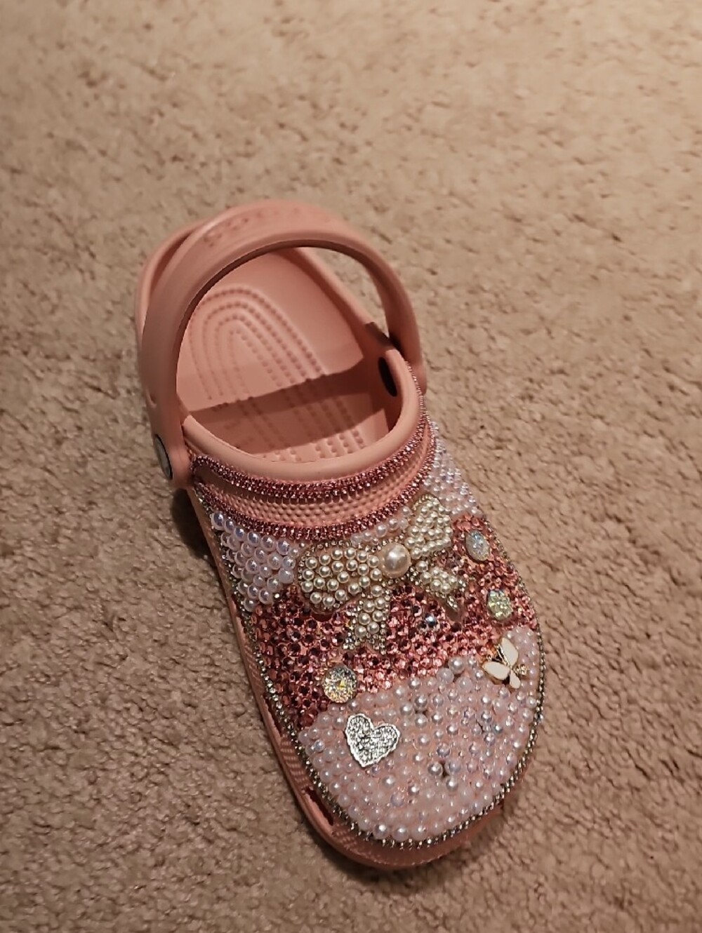 CROCS Pink Pearl & Crystal Embellished Classic Clog - Picture 3 of 4